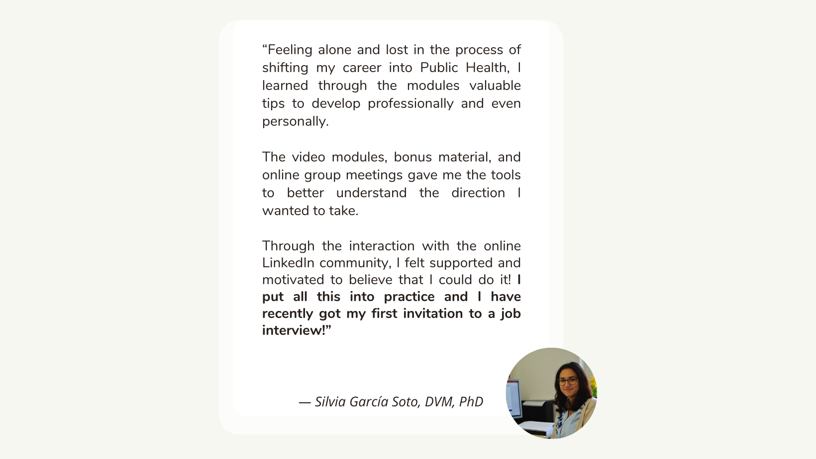 Testimonial Thrive course 1